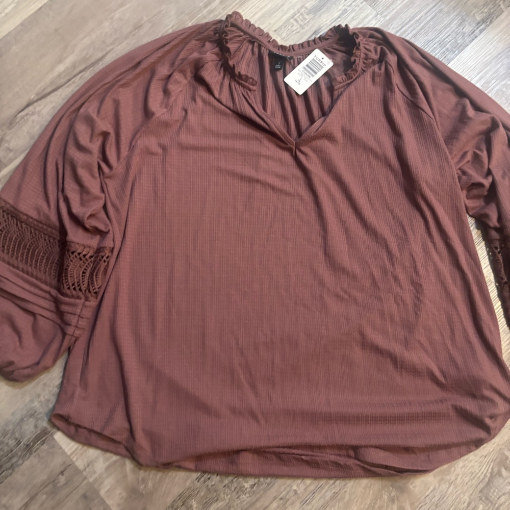 Torrid Mauve Blouse with Ruffle Accents